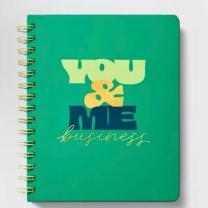 Tabitha Brown for Target green spiral notebook with "You & Me Business” journal